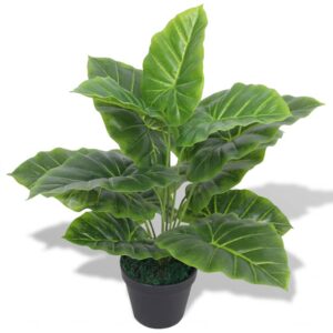 Künstliche Taro Pflanze 45 cm mit Topf dekorative Kunstpflanze grün
