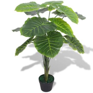 Künstliche Taro Pflanze 85 cm mit Topf dekorative Kunstpflanze grün