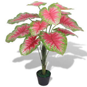 Künstliche Caladium Pflanze 85 cm mit Topf dekorative Kunstpflanze grün