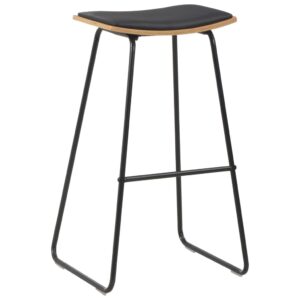 2er Set Barhocker Schwarz und Braun aus Kunstleder und Stahl 45 x 43 x 76 cm