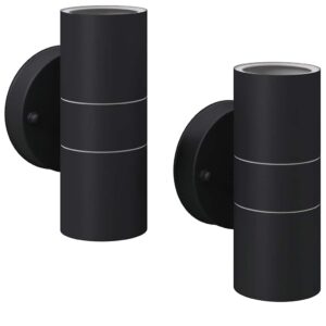 LED Wandleuchten 2er Set Up & Down Edelstahl Schwarz