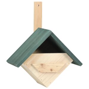 4er Set Vogelhäuser Tannenholz Rauten-Design mit grünem Dach 24 × 16 × 30 cm