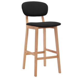 2er Set Barhocker Schwarz Stoff Buchenholz 45 x 47 x 92 cm