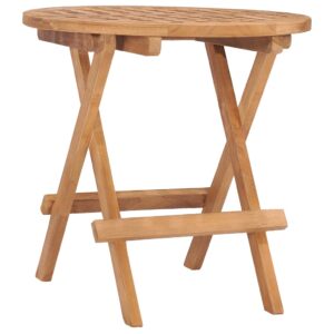 Kleiner Gartentisch Klappbar Rund aus Teakholz Massiv Natur 50 x 50 cm