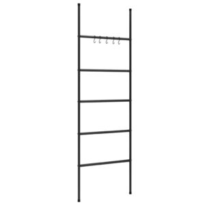Freistehende Handtuchleiter 5 Sprossen Schwarz Metall 175 cm