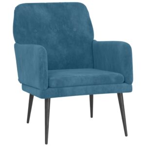 Relaxsessel Samt Blau mit Metallgestell 62 x 79 x 79 cm