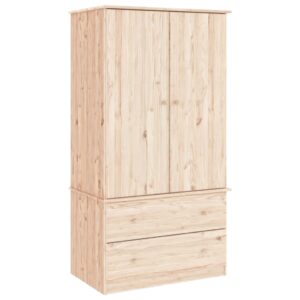 Kleiderschrank mit Schubladen aus Kiefernholz Massiv Natur 90 x 55 x 170 cm