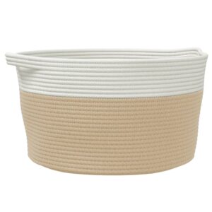 Aufbewahrungskorb Weiß und Beige aus Baumwolle 40 x 25 cm