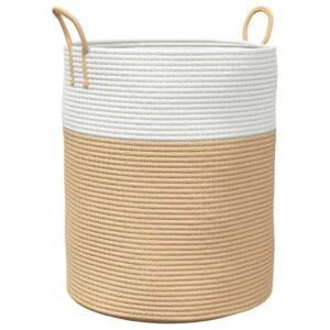 Aufbewahrungskorb Beige Weiß 38 x 46 cm aus Baumwollseil