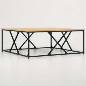 Moderner Wohnzimmertisch aus Holzwerkstoff mit Stahlbeinen - 100×100×40 cm, modernes Design in Sonoma Eiche