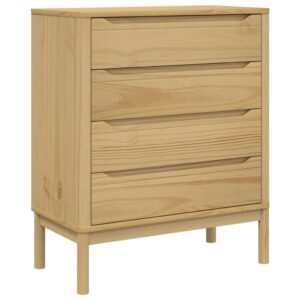 Kommode Kiefer Massivholz Braun mit 4 Schubladen 76,5 x 39 x 90,5 cm