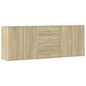 Sideboard Sonoma-Eiche aus Holzwerkstoff 3er Set 2× 79 cm & 1× 60 cm