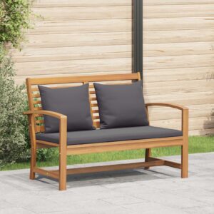 Gartenbank Teak Massivholz Braun und Dunkelgrau 110 x 66 x 76 cm