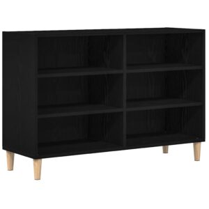 Sideboard aus Massivholz Schwarz Eichen-Optik Modern mit 6 Fächern 103,5 × 35 × 70 cm