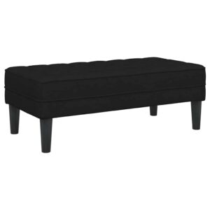 Sitzbank Ottoman Schwarz Gepolstert 2-Sitzer Modern 113 x 57 x 39 cm