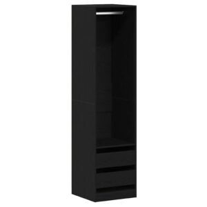 Kleiderschrank Offen mit 2 Schubladen aus Holzwerkstoff Schwarz Eiche 50 x 50 x 200 cm