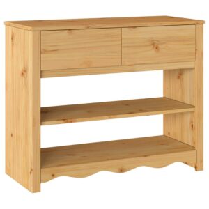 Konsolentisch mit Schubladen & Regalen aus Kiefernholz Massiv Braun 89,5 x 37 x 73 cm