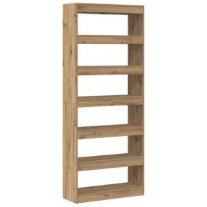 Bücherregal mit 6 Regalen aus Holz Massiv Artisan-Eiche 80 x 30 x 198 cm