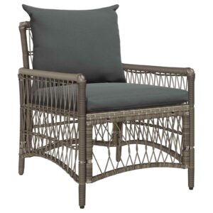 Gartenstuhl Poly-Rattan Grau und Dunkelgrau mit Kissen & Armlehnen 73 x 61 x 77 cm