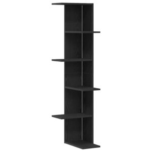 Wand-Eckregal Schwarz Eichen-Optik 36,5x36,5x140 cm Holzwerkstoff 5 Ablagen