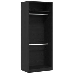 Kleiderschrank Offen mit 1 Regal aus Holzwerkstoff Schwarz Eiche 80 x 50 x 200 cm