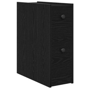 Badschrank Schwarz Eichen-Optik aus Holz Massiv Wandmontage mit Schublade 80 x 18 x 60 cm