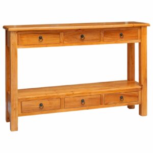 Rustikaler Konsolentisch aus massivem Mahagoni mit 6 Schubladen 115 x 32 x 76 cm