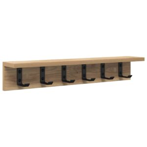 Wandregal aus Holzwerkstoff Artisan-Eiche mit Haken 60 x 10,5 x 10,5 cm