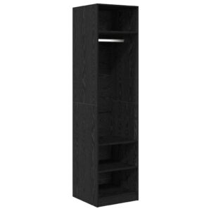 Kleiderschrank Offen mit 3 Regalen  aus Holzwerkstoff Schwarz Eiche 50 x 50 x 200 cm