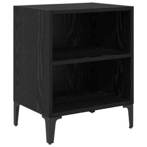 Nachttisch 2er Set Schwarz Eichen-Optik mit 2 Regalen 40 x 30 x 50 cm
