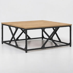 Moderner Wohnzimmertisch aus Holzwerkstoff mit Stahlbeinen - 70×70×30 cm, modernes Design in Artisan-Eiche