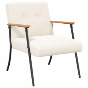 Loungesessel Creme 59x75x78 cm aus Wollähnlicher Stoff Modern
