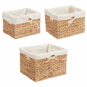 3er Set Aufbewahrungskörbe Wasserhyazinthe Natur mit Griff