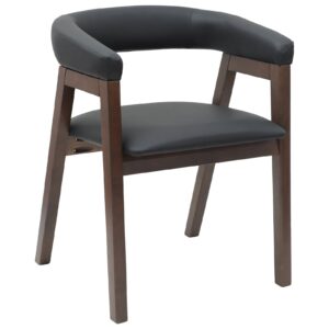 Armlehnstühle 2er Set Gummibaum Massiv Dunkelbraun und Schwarz 54 x 57 x 73 cm