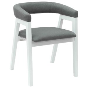 Armlehnstühle 2er Set Gummibaum Massiv Weiß und Grau 54 x 57 x 73 cm
