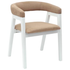 Armlehnstühle 2er Set Gummibaum Massiv Weiß und Braun 54 x 57 x 73 cm