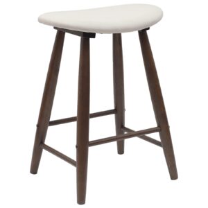 Thekenhocker 2er Set Gummibaum Massiv Dunkelbraun und Weiß 46 x 37 x 63 cm