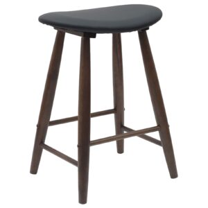 Thekenhocker 2er Set Gummibaum Massiv Dunkelbraun und Schwarz 46 x 37 x 63 cm