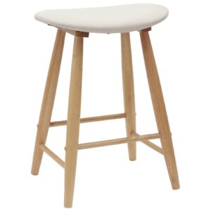 Thekenhocker 2er Set Gummibaum Massiv Natur und Weiß 46 x 37 x 63 cm