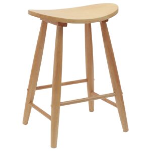 Thekenhocker 2er Set Gummibaum Massiv Natur 46 x 37 x 63 cm