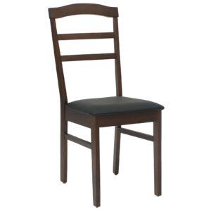 Stühle aus Holz 2er Set Gepolstert Gummibaum Dunkelbraun und Schwarz 36 x 45,5 x 93,5 cm