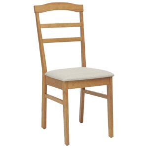 Stühle aus Holz 2er Set Gepolstert Gummibaum Natur und Weiß 36 x 45,5 x 93,5 cm