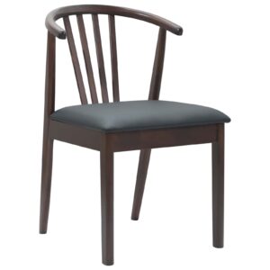 Vintage Stühle 2er Set Gepolstert Gummibaum Dunkelbraun und Schwarz 51 x 61 x 80,5 cm