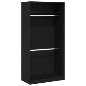 Kleiderschrank Offen mit 1 Regal aus Holzwerkstoff Schwarz Eiche 100 x 50 x 200 cm