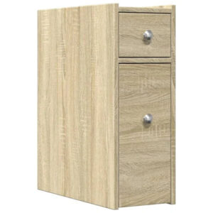 Badschrank Sonoma Eiche aus Holz Massiv Wandmontage mit Schublade 80 x 18 x 60 cm