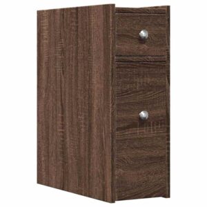 Badschrank Braun Eiche aus Holz Massiv Wandmontage mit Schublade 80 x 18 x 60 cm