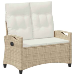 Liege-Gartenbank Stahl Beige und Creme mit verstellbarer Rückenlehne & Kissen 105 x 60 x 112 cm