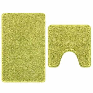 2er Set Badematte Grün Rutschfest Waschbar 50x50 & 60x90 cm