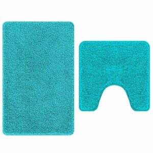 2er Set Badematte Türkis Rutschfest Waschbar 50x50 & 60x90 cm
