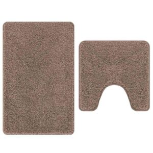 2er Set Badematte Braun Rutschfest Waschbar 50x50 & 60x90 cm
